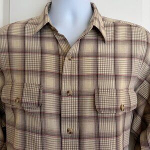 Polo Ralph Lauren Cotton & Wool Plaid Long Sleeve Shirt, Large, VGC